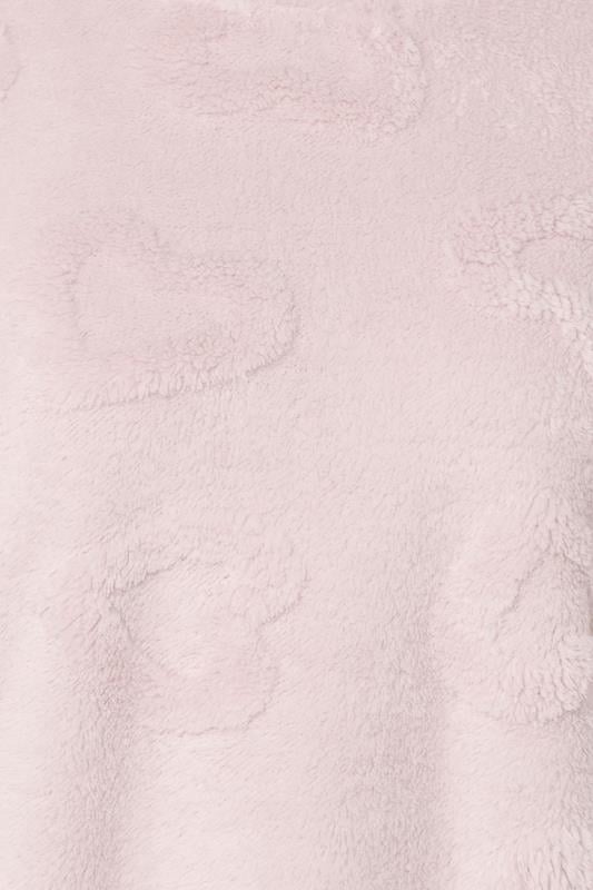 YOURS Plus Size Pink Heart Texture Borg Lounge Set | Yours Clothing 4
