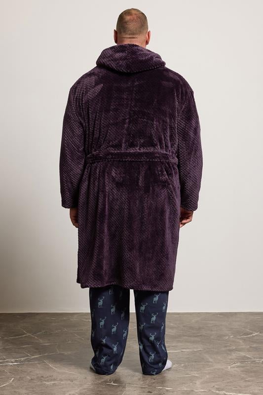 BadRhino Big & Tall Purple Textured Dressing Gown | BadRhino 1