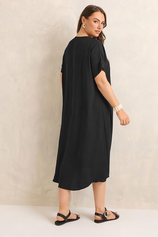EVANS Plus Size Black Pleat Midi Dress | Evans 4