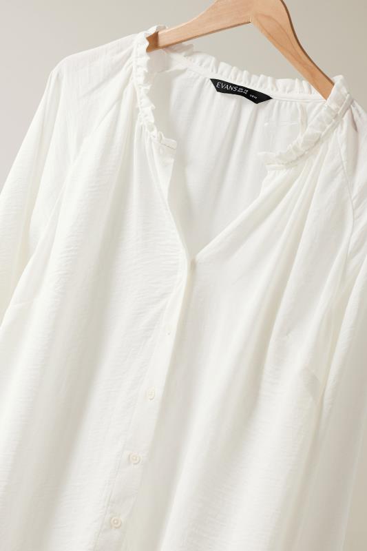 EVANS Plus Size White Frill Neck Blouse | Evans  7