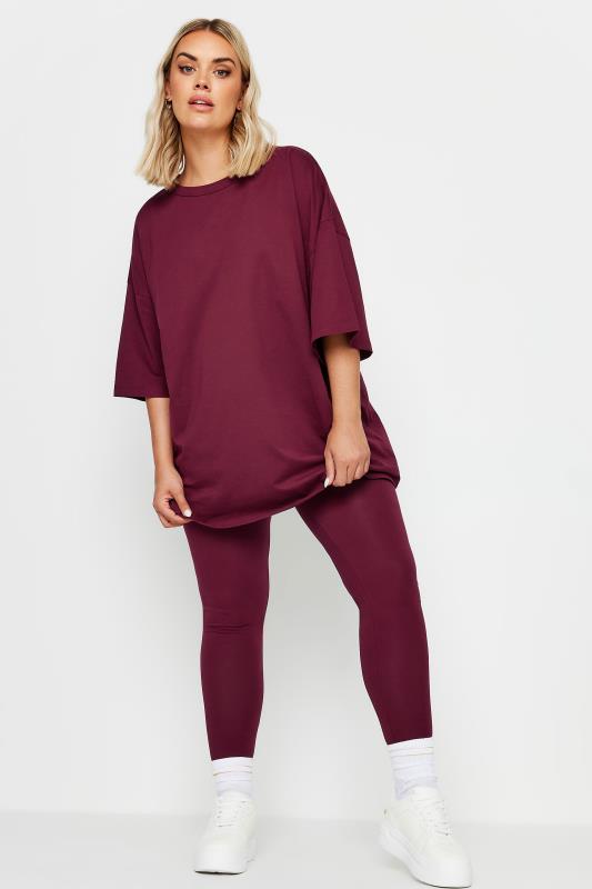 YOURS Plus Size Burgundy Red Leggings | Yours Clothing  2