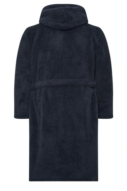 BadRhino Big & Tall Navy Blue Super Soft Borg Dressing Gown | BadRhino 7