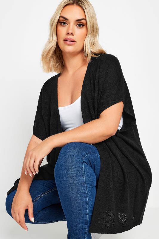 YOURS Plus Size Black Short Sleeve Cardigan | Yours Clothing 4