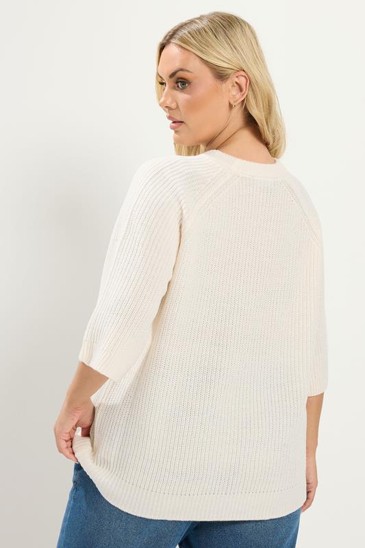YOURS Plus Size Ivory White Knitted Jumper | Yours Clothing 4