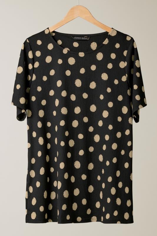 EVANS Plus Size Black Crepe Spot Print Top | Evans 6