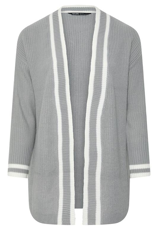 YOURS Plus Size Grey Contrast Edge Cardigan | Yours Clothing 1