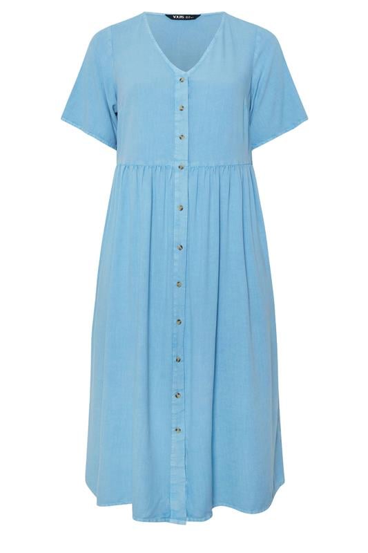 YOURS Plus Size Blue Chambray Maxi Tea Dress | Yours Clothing 5