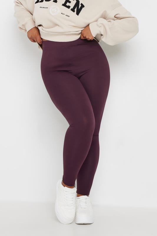 Plus Size Plum Purple Soft Touch Leggings | Yours Clothing  1