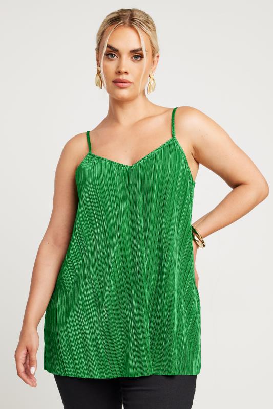 Plus Size  LIMITED COLLECTION Curve Green Plisse Cami Top