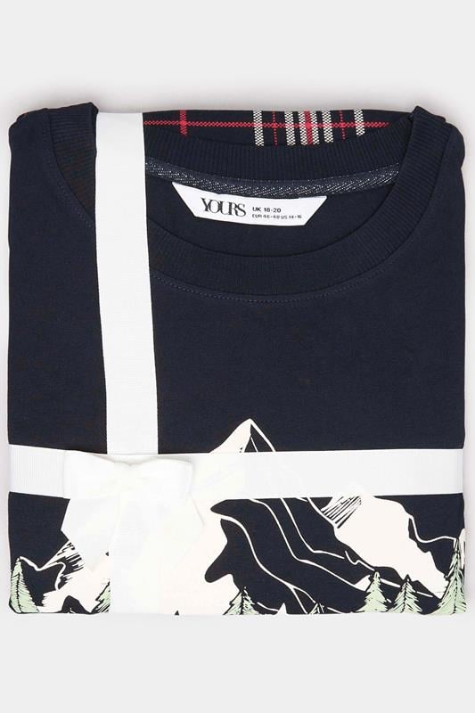 YOURS Plus Size Blue 'Sleep Season' Check Pyjama Gift Set | Yours Clothing 7