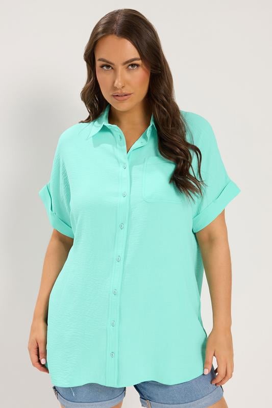 YOURS Plus Size Blue Grown On Sleeve Shirt | Yours Clothing 1