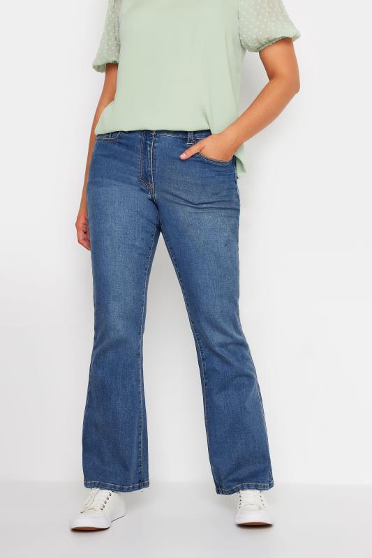 M&Co Mid Wash Blue Lift & Shape Kick Flare Jeans | M&Co 2