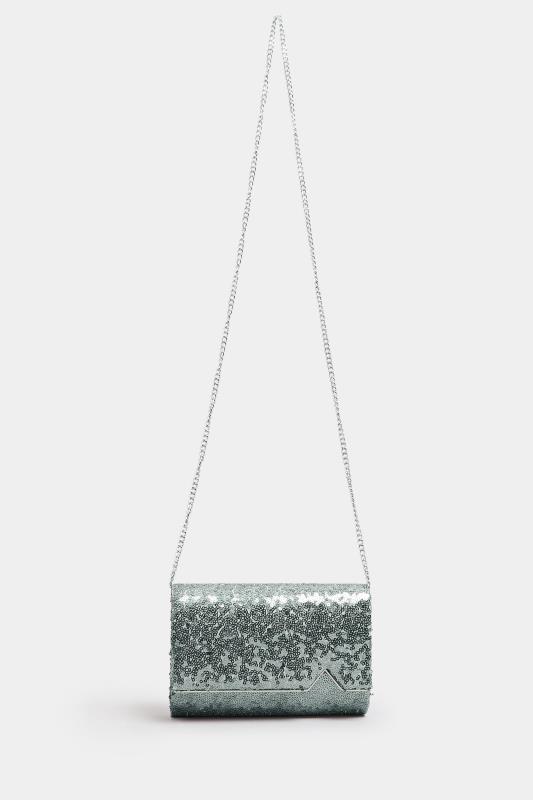 Silver Sequin Embellished Clutch Bag | Yours Clothing 5