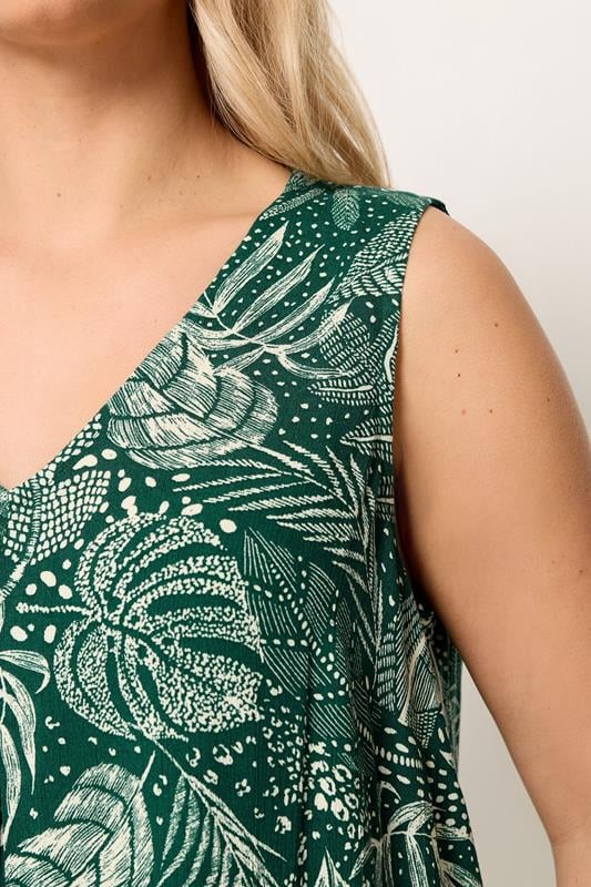 YOURS Plus Size Green Leaf Cami Vest Top | Yours Clothing 4