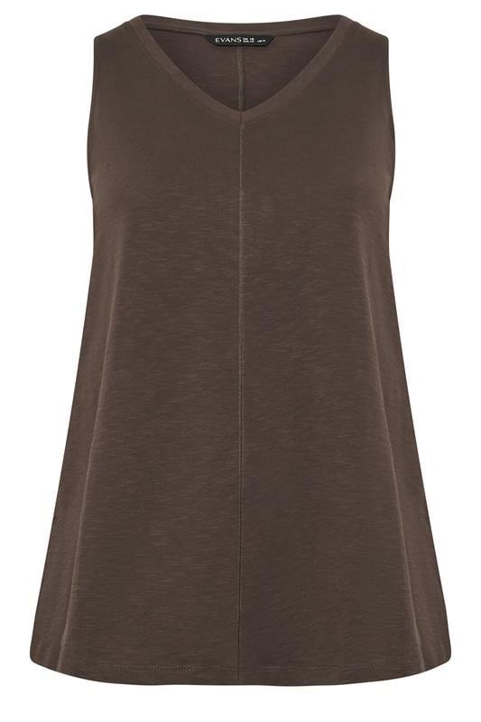 EVANS Plus Size Chocolate Brown Premium Cotton Vest Top 5