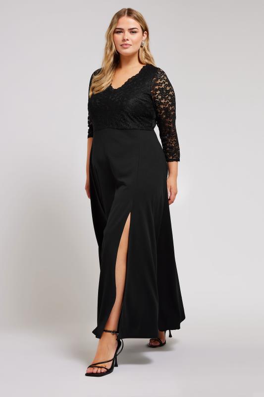 YOURS LONDON Plus Size Black Lace Maxi Dress | Yours Clothing 2