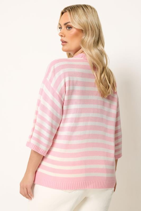YOURS Plus Size Pink Striped Knitted Jumper | Yours Clothing 2