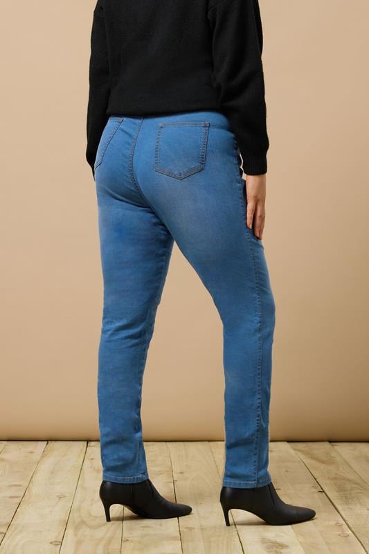 EVANS Plus Size Blue Midwash High Waisted Skinny Jeans 5