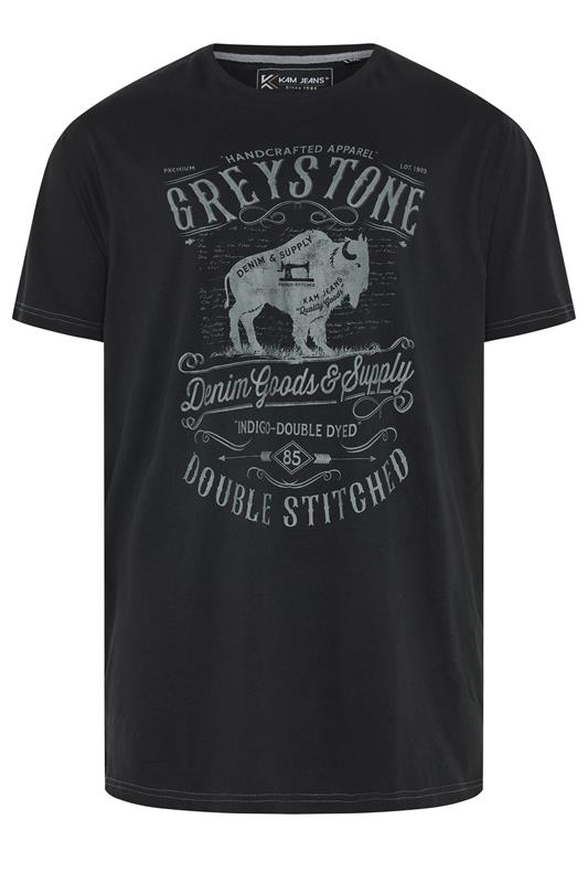 KAM Big & Tall Black 'Greystone' Graphic Print T-Shirt | BadRhino 1