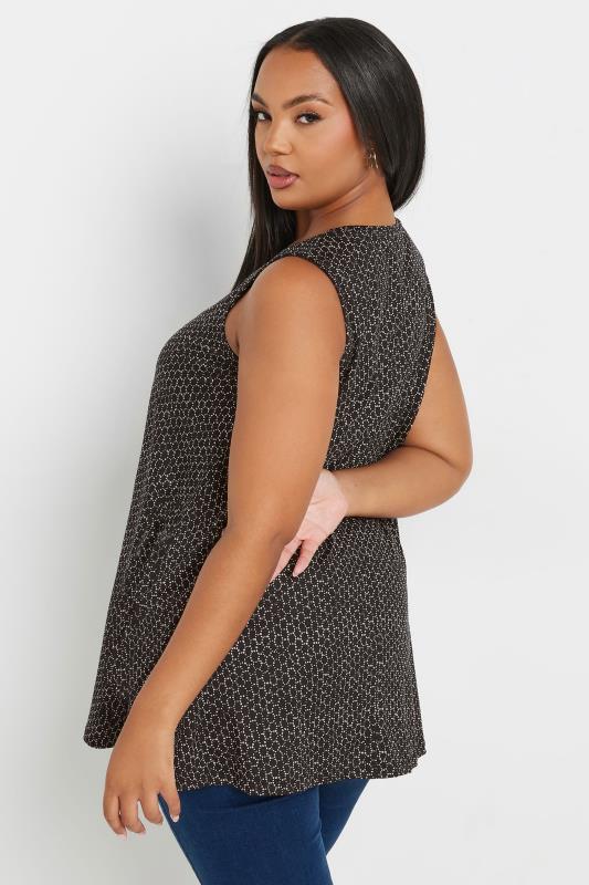 YOURS Plus Size Black Geometric Print Swing Vest Top | Yours Clothing  3