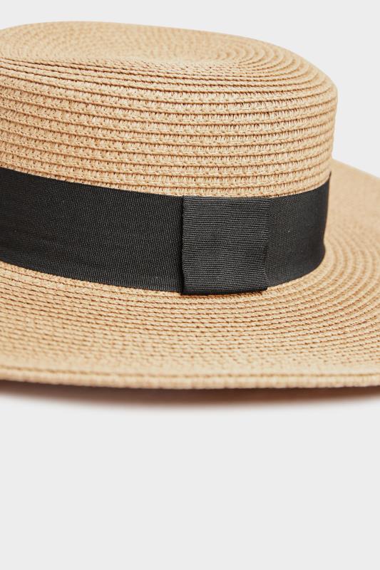 Natural Brown Straw Wide Brim Boater Hat | Yours Clothing 4