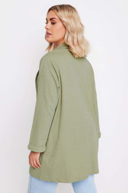 YOURS Plus Size Sage Green Textured Blazer | Yours Clothing  3