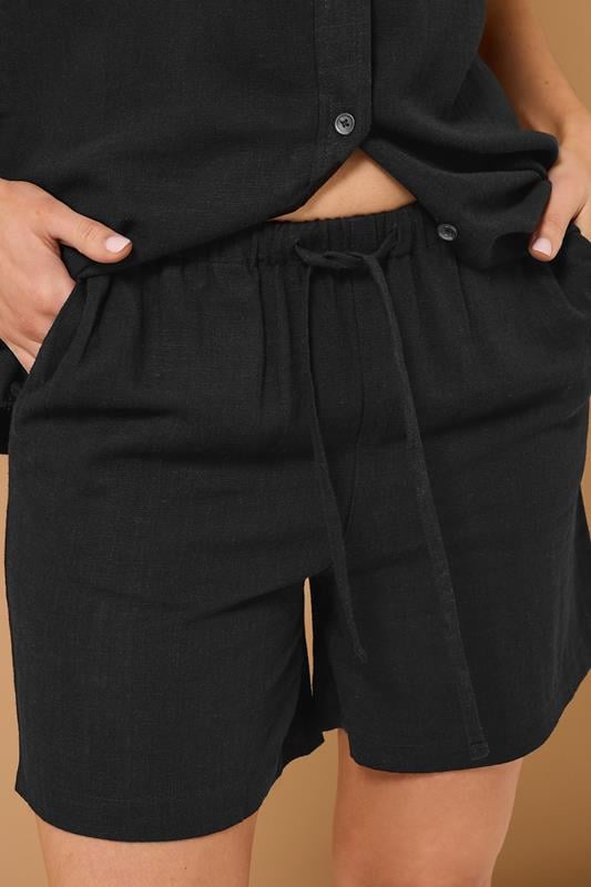 LTS Tall Black Linen Tie Shorts | Long Tall Sally 7
