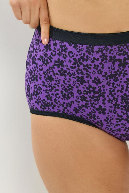 YOURSET 5 PACK Plus Size Purple Ditsy Print Full Briefs | Yours Clothing 6