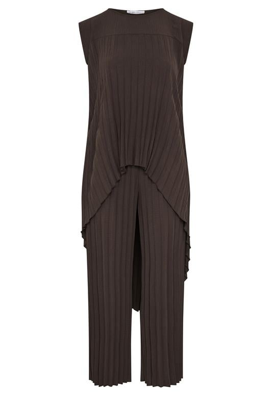 YOURS LONDON Plus Size Chocolate Brown Pleated Set | Yours Clothing 6