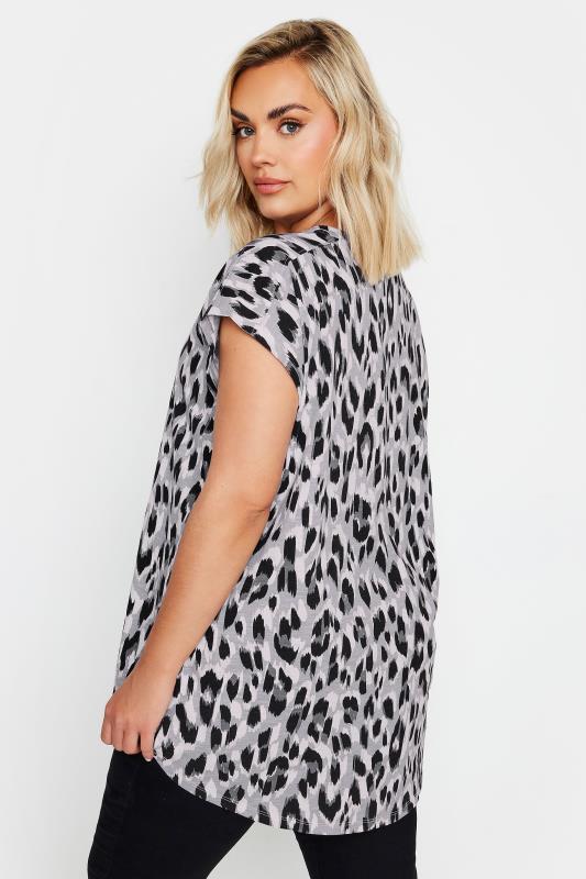 YOURS Plus Size Grey Leopard Print Top | Yours Clothing  3