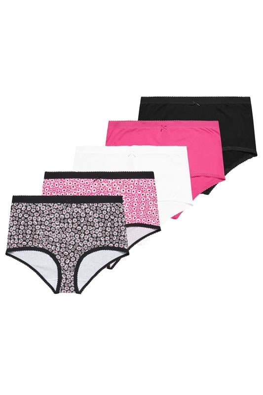  YOURSET 5 PACK Curve Pink Daisy Print Full Briefs