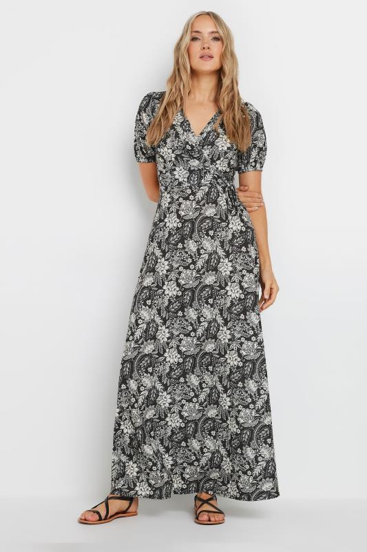 LTS Tall Women's Black Floral Paisley Print Wrap Maxi Dress | Long Tall Sally 2