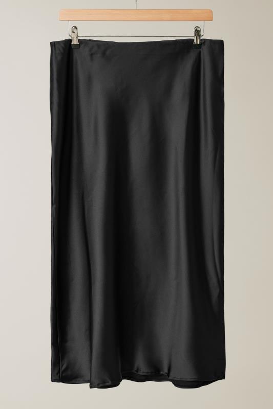 EVANS Plus Size Black Satin Midi Skirt | Evans 5