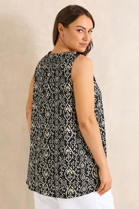 EVANS Plus Size Black Ikat Print Sleeveless Stretch Top | Evans 2