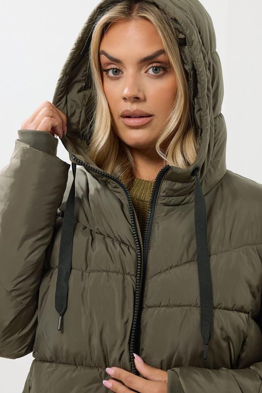 YOURS Plus Size Khaki Green Short Padded Coat | Yours Clothing 6