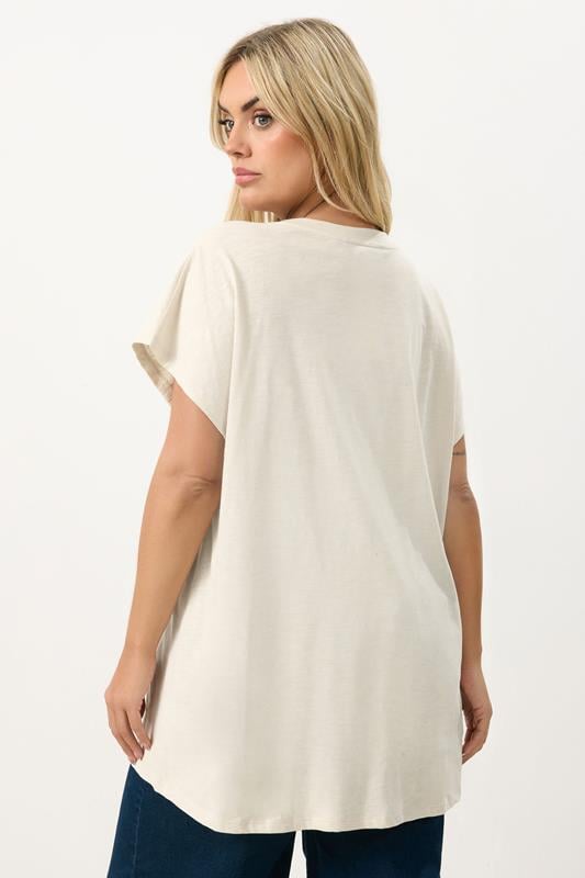 YOURS Plus Size Ivory White Stud Grown-On Sleeve T-Shirt | Yours Clothing 2