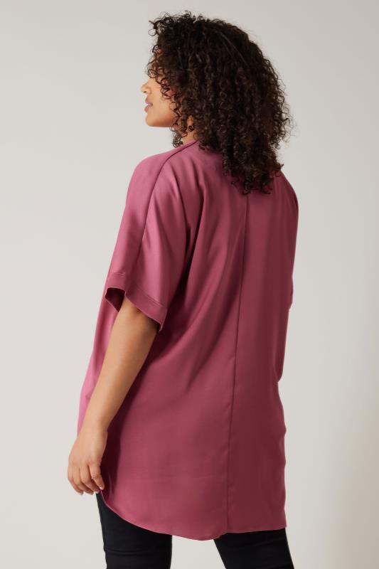 EVANS Plus Size Dusky Pink Pleat Front Blouse | Evans 3