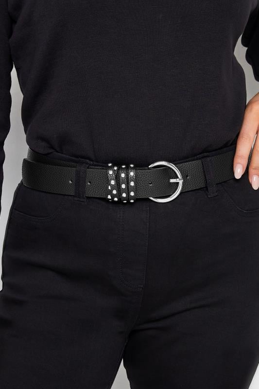 Black Studded Strap Belt | Yours Clothing 1