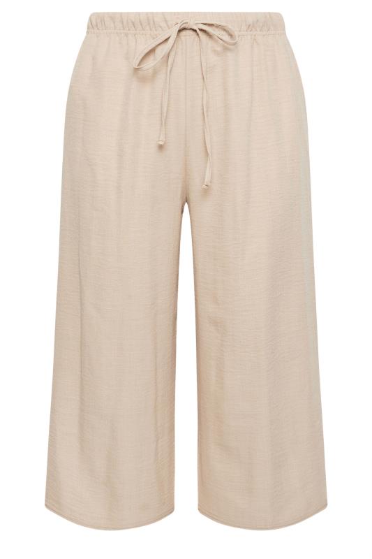 YOURS Plus Size Beige Brown Linen Look Cropped Trousers | Yours Clothing 5