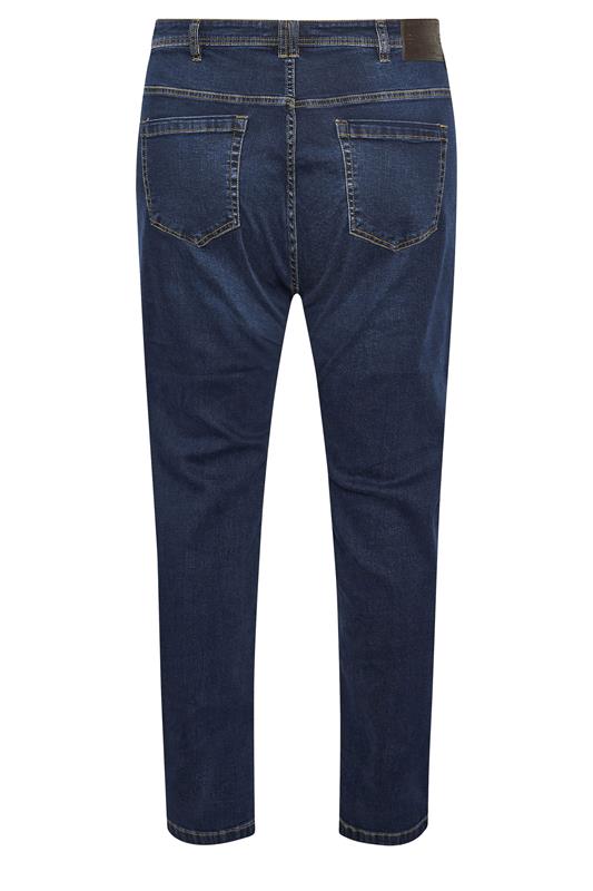 D555 Big & Tall Blue Blue Tapered Stretch Jeans | BadRhino 4