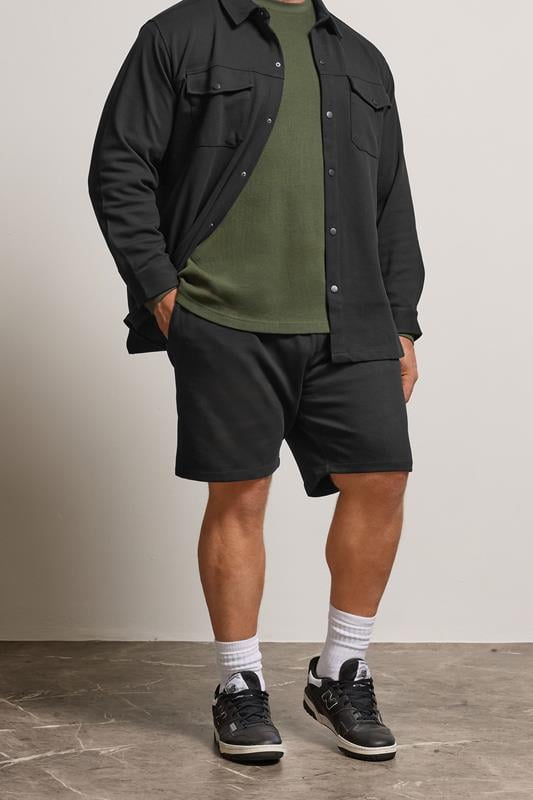 BadRhino Big & Tall Black Texture Jersey Shorts
