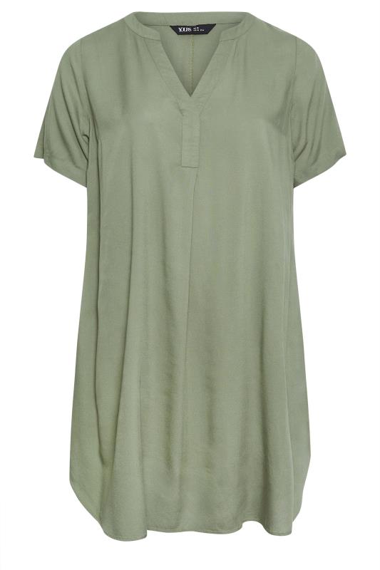 YOURS Plus Size Khaki Green Midi Tunic Dress | Yours Clothing 5