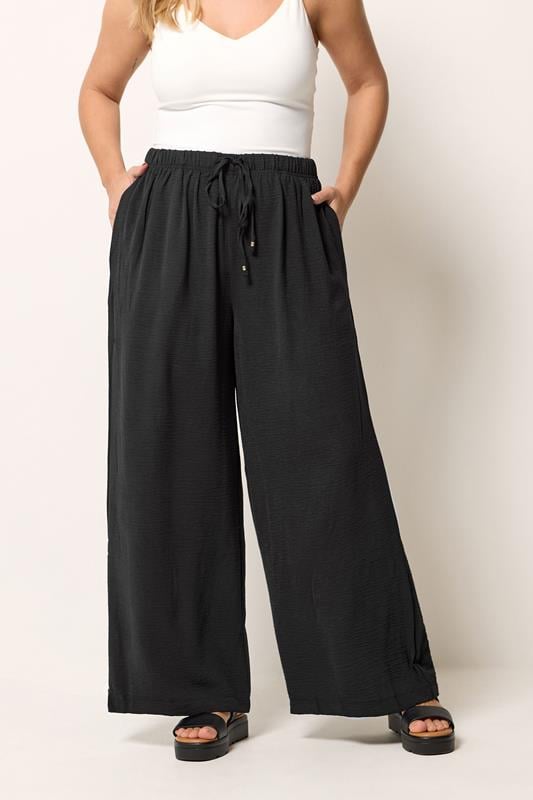 YOURS Curve Black Twill Wide Leg Trousers
