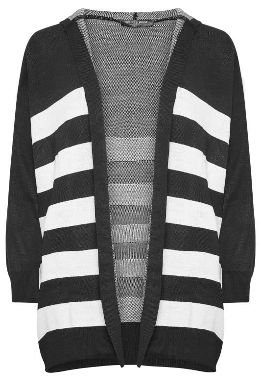 YOURS Plus Size Black Stripe Hooded Cardigan | Yours Clothing 5