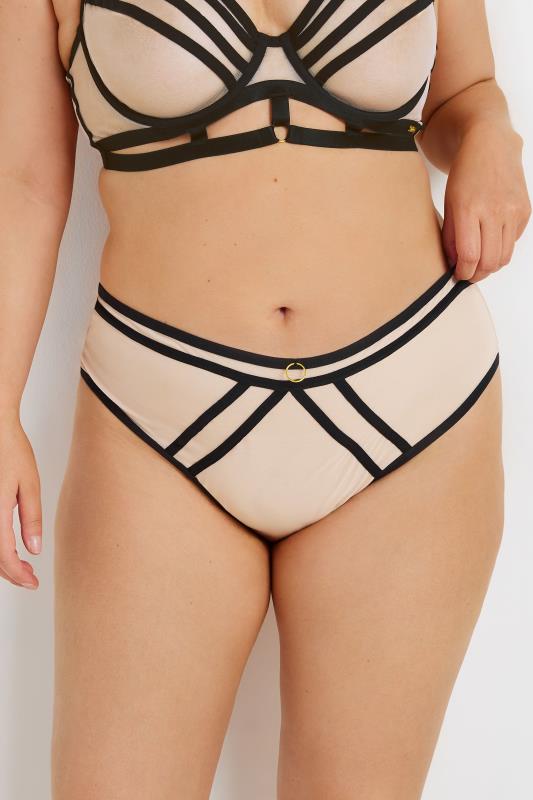 YOURS Curve Nude Strap Detail Mid Rise Brazilian Knickers | Yours Clothing  2