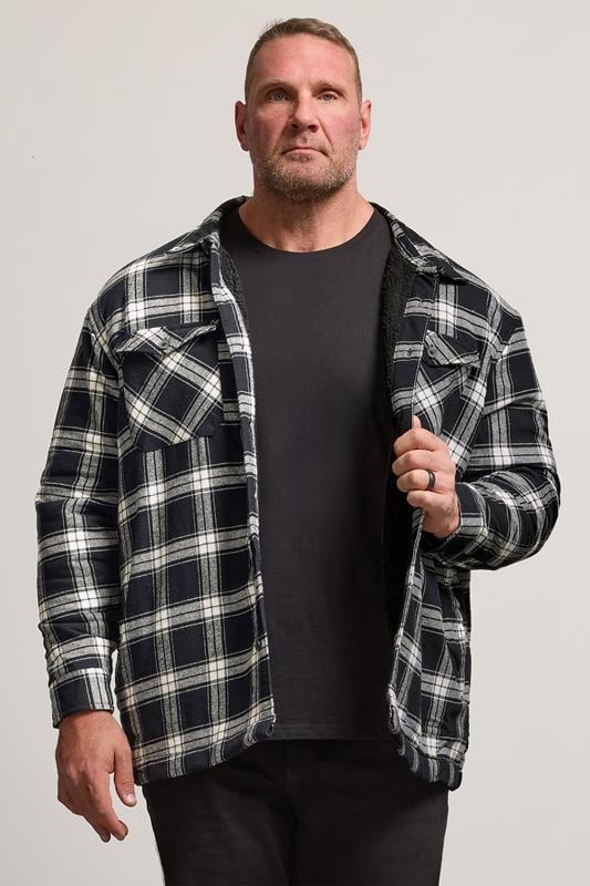 BadRhino Big & Tall Black Checked Borg Shacket