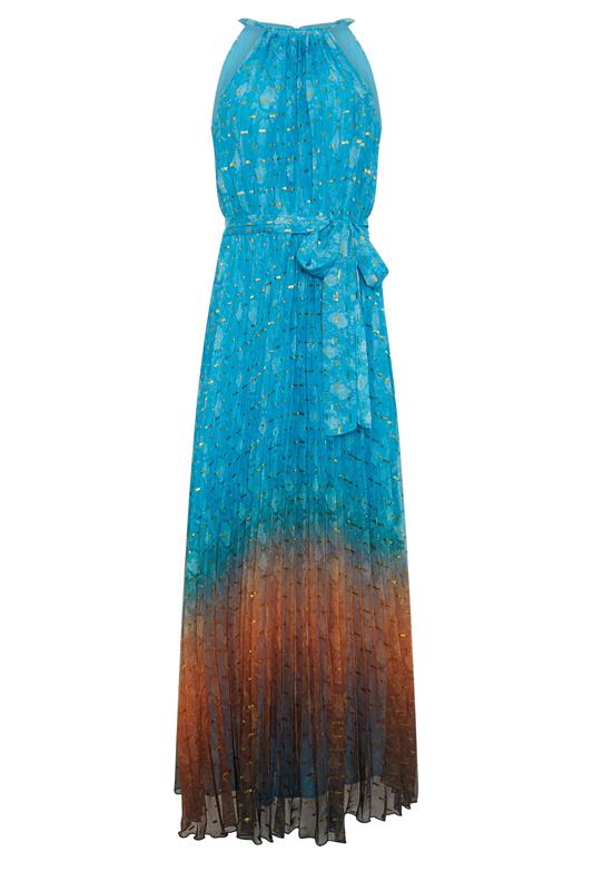 STAR Blue Snake Skin Metallic Pleated Dress | StarByJM 5