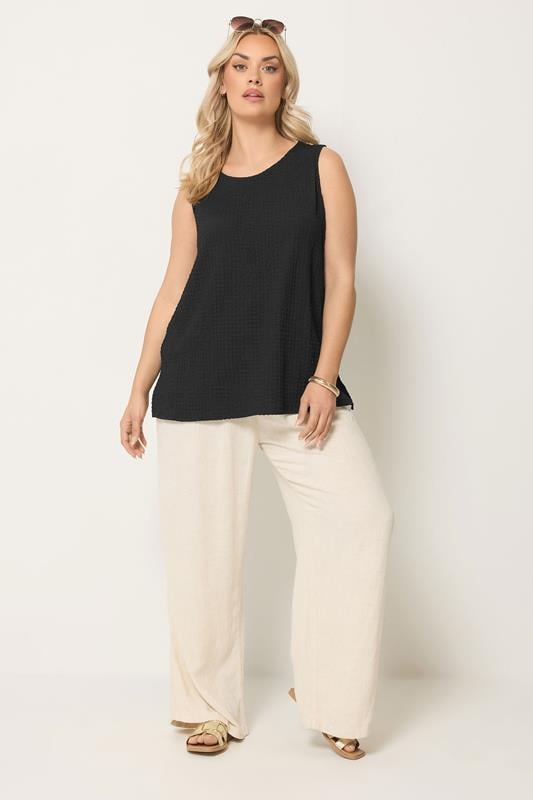 YOURS Plus Size Black Bubble Texture Vest Top | Yours Clothing 1