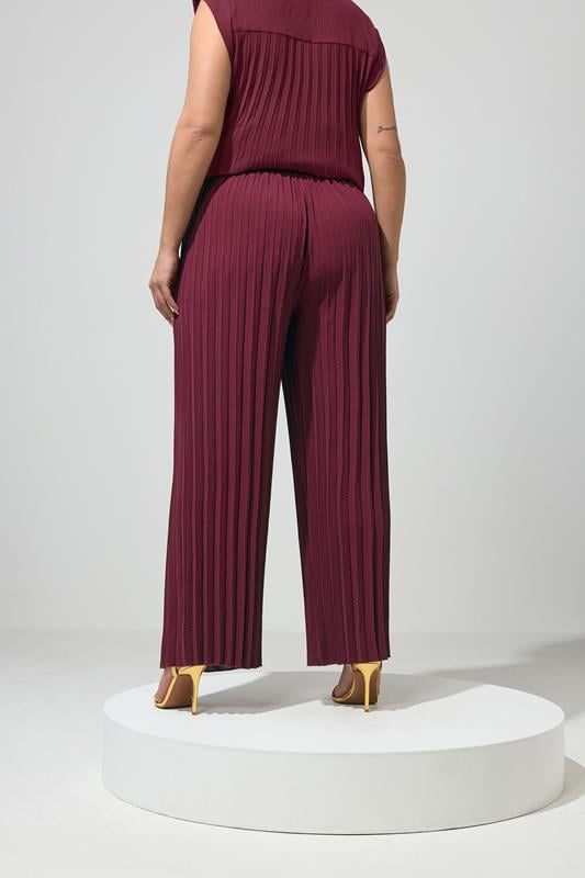 YOURS LONDON Plus Size Purple Pleated Trousers | Yours Clothing 2