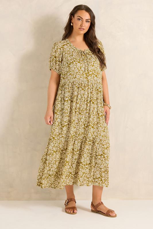  EVANS Curve Green Ditsy Floral Dress